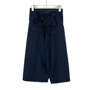 Celine Dark Blue Lace-Up Wide-Leg Pants With Pockets & Tie Waist Detail Size XS